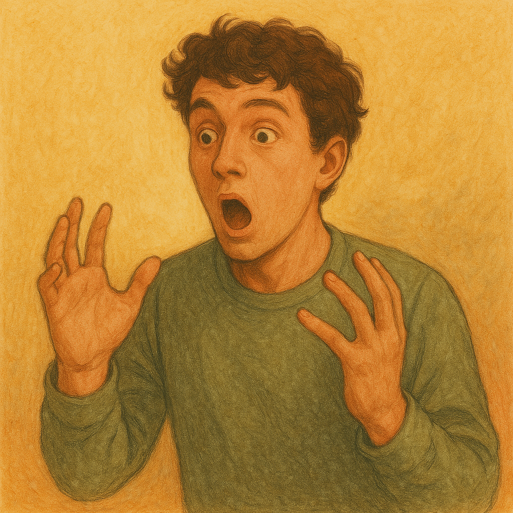 Dessin d'un garçon surpris