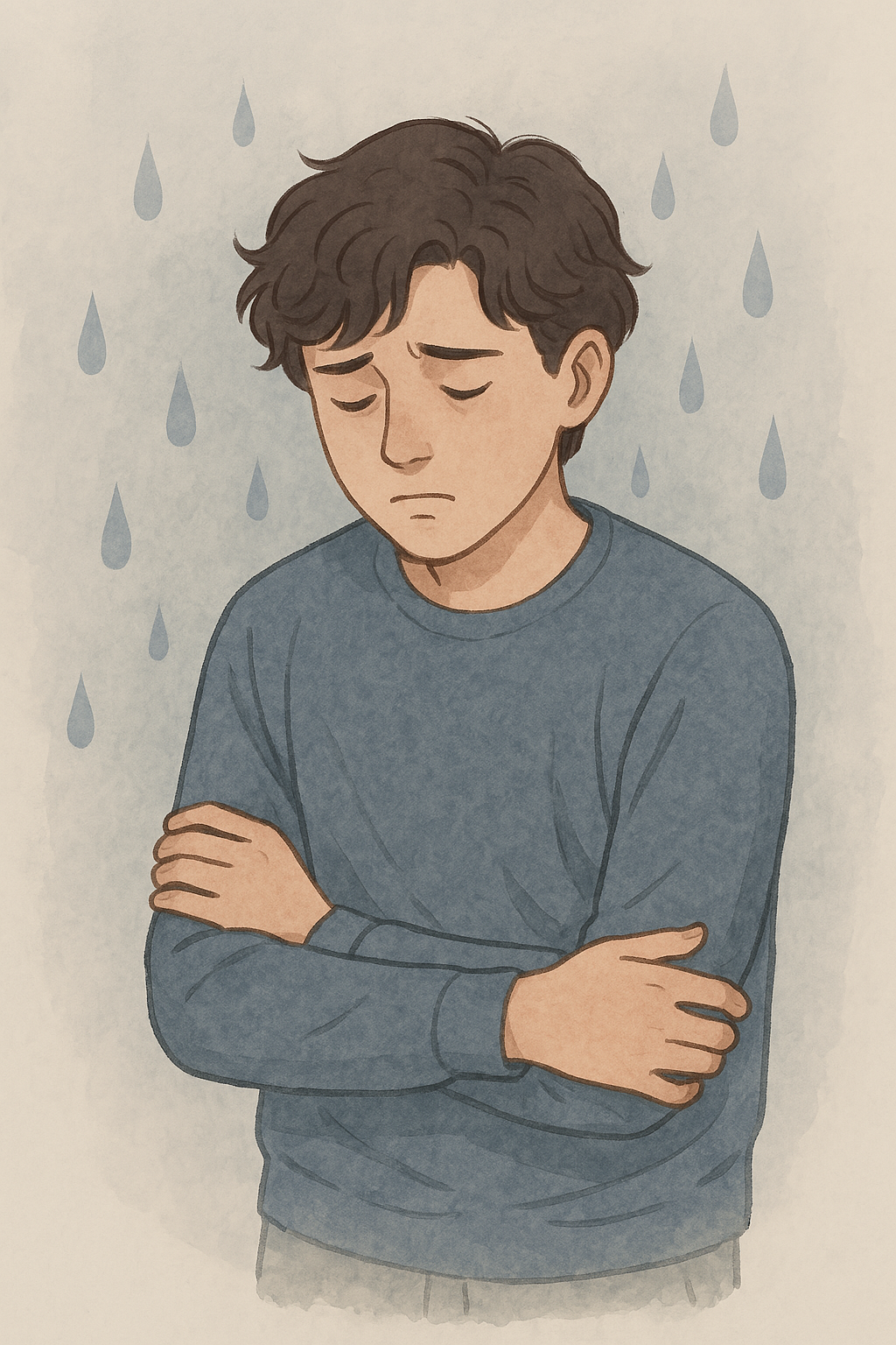 Dessin d'un garçon qui exprime sa tristesse